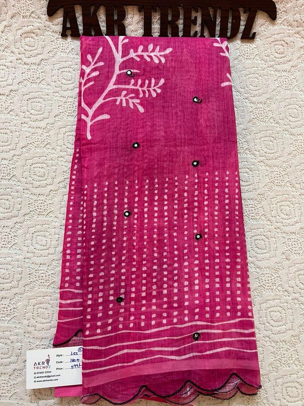Fancy Digital Print Linen Sarees