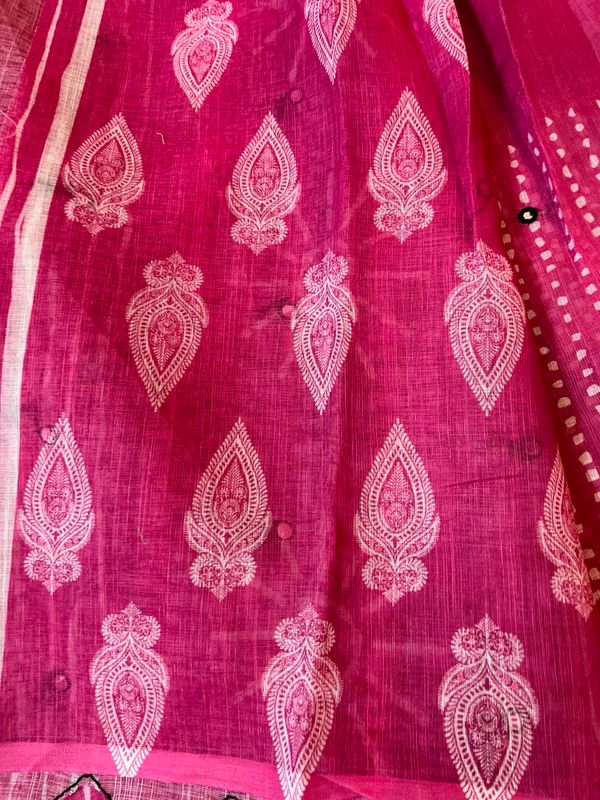 Fancy Digital Print Linen Sarees