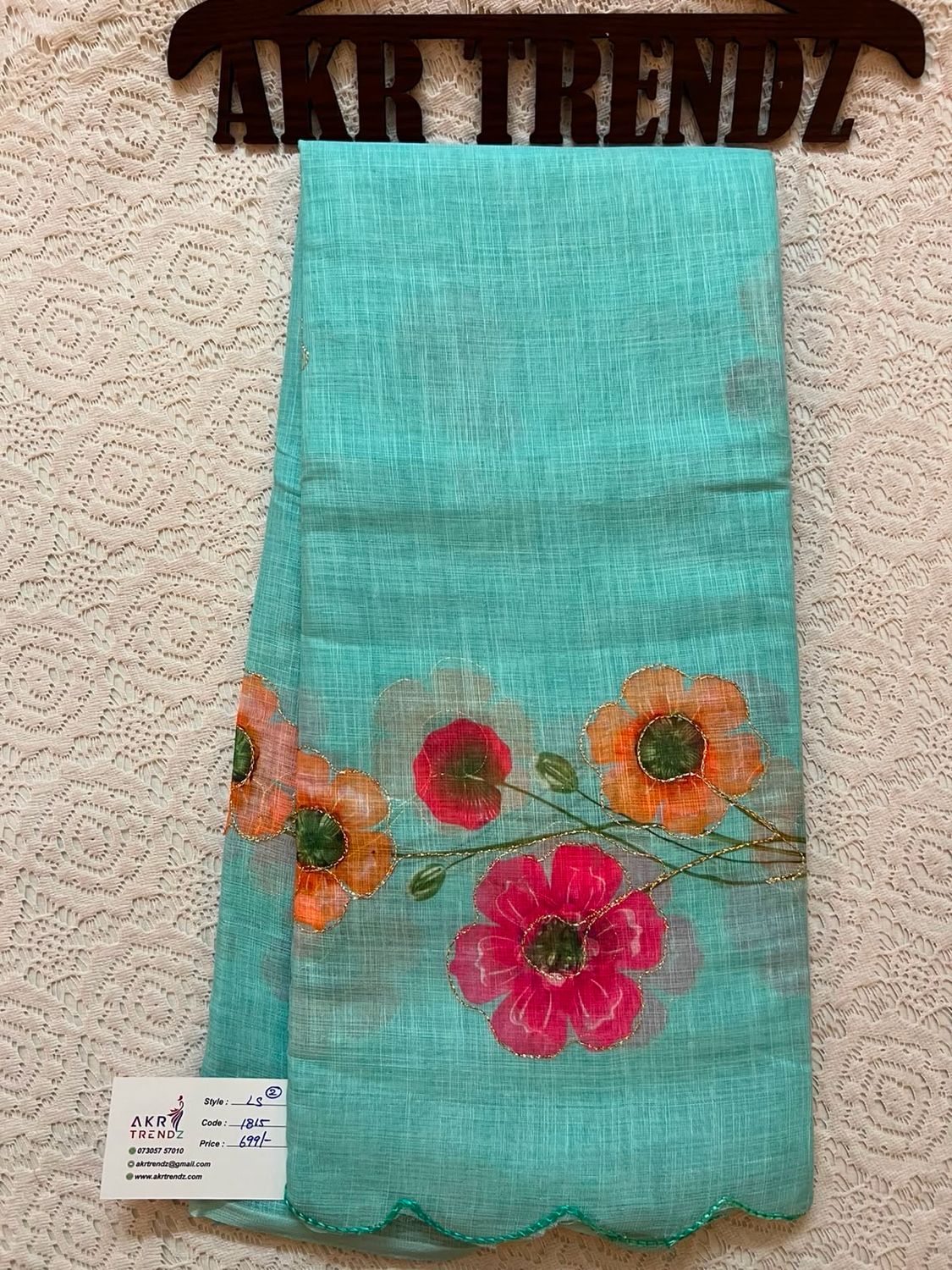 Embroidered linen Cotton Sarees