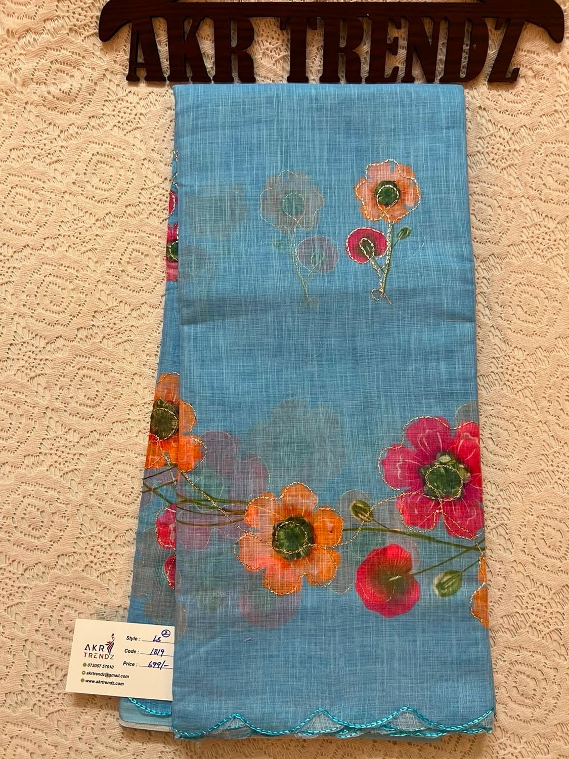 Embroidered Linen Cotton Sarees