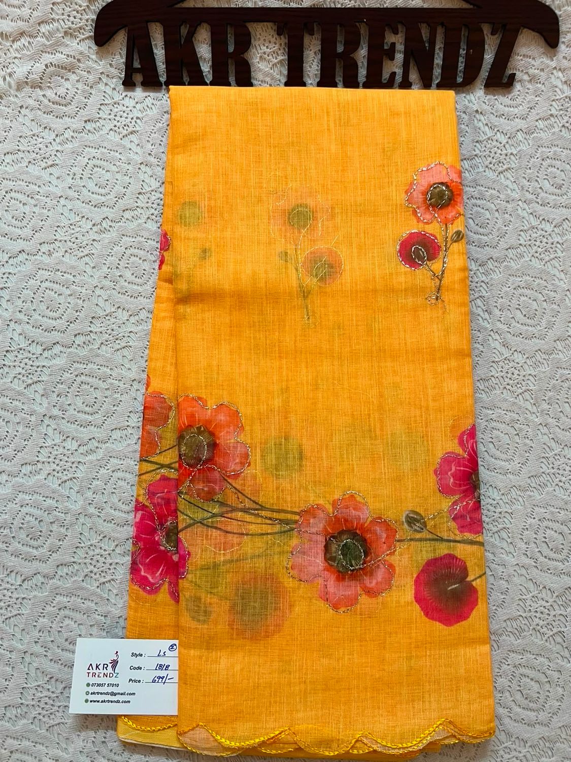 Embroidered Linen Cotton Sarees