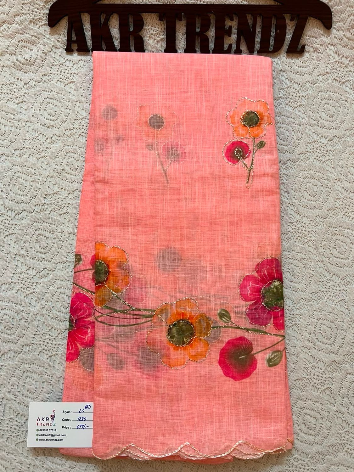 Embroidered Line cotton Sarees