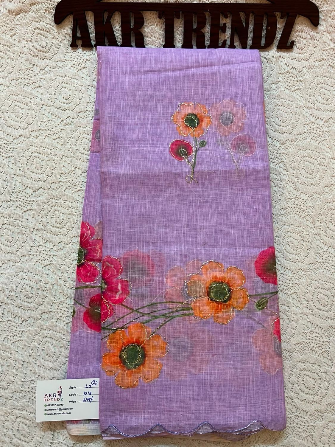 Embroidered Linen Cotton Sarees