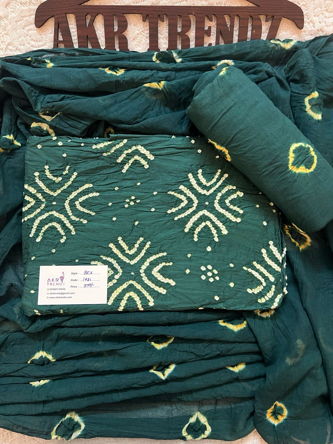 Satin Bandhani Cotton Suit Sets