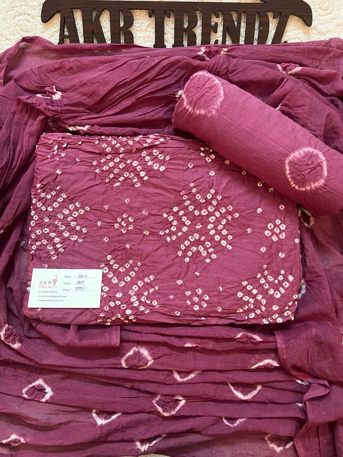 Satin Bandhani Cotton suit Sets