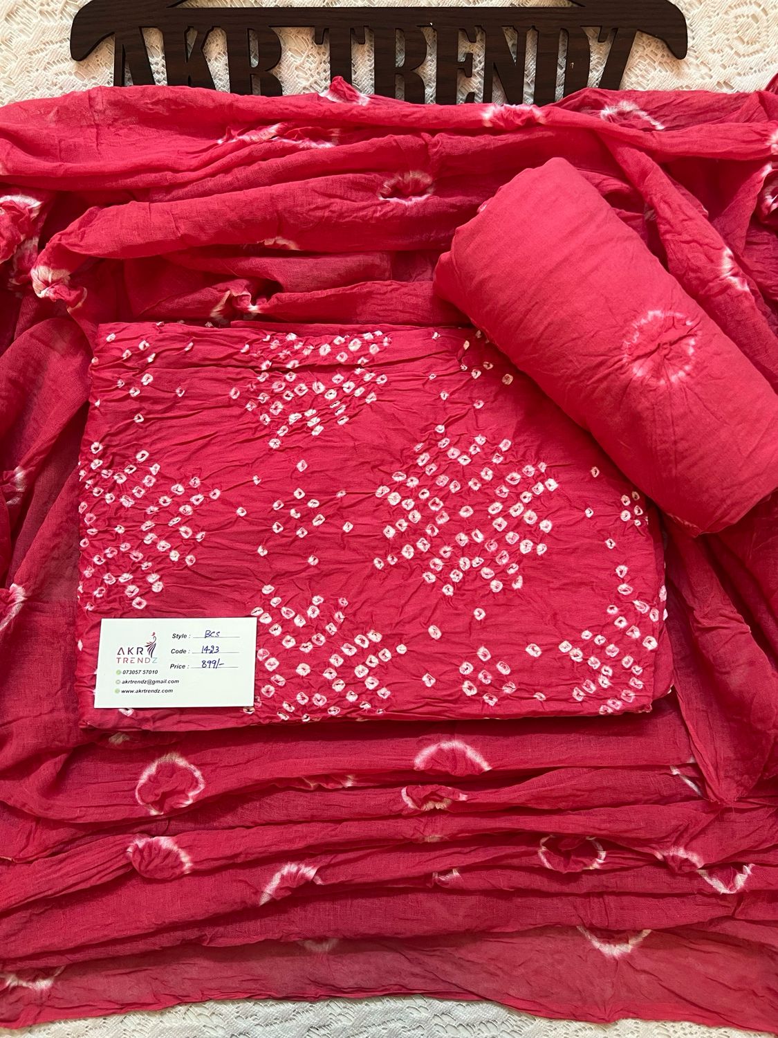 Satin Bandhani Cotton Suit Sets