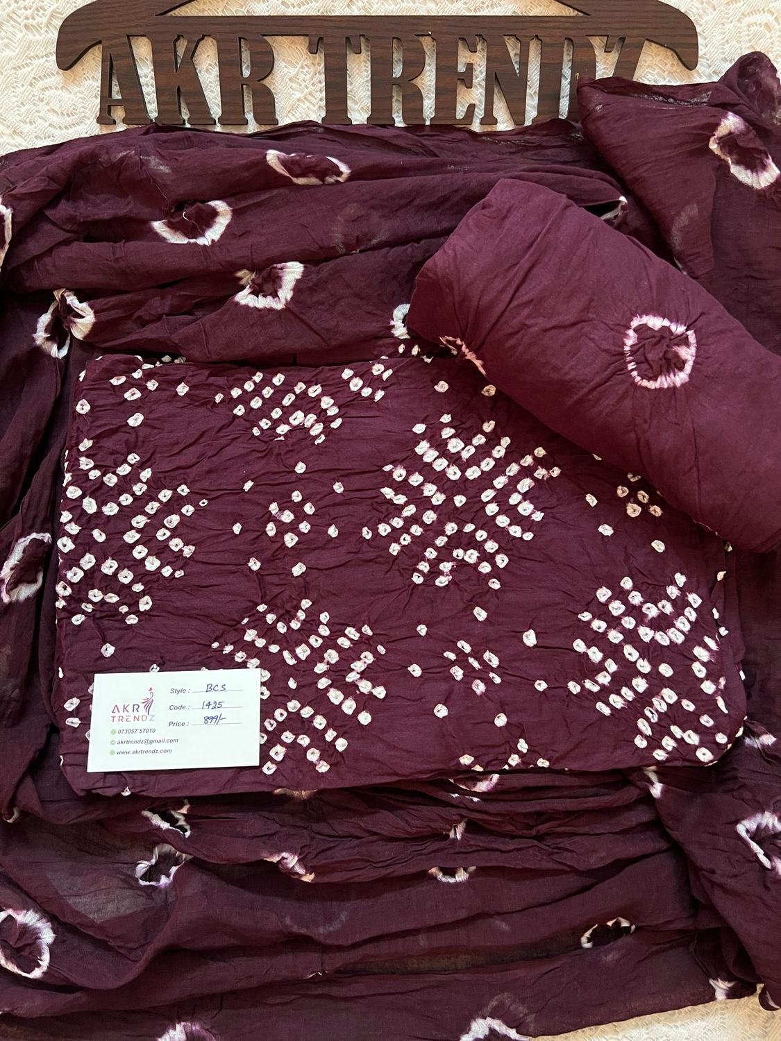 Satin Bandhani Cotton Suit Sets