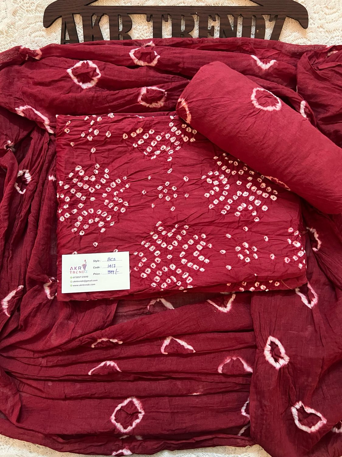 Satin Bandhani Cotton Suit Sets