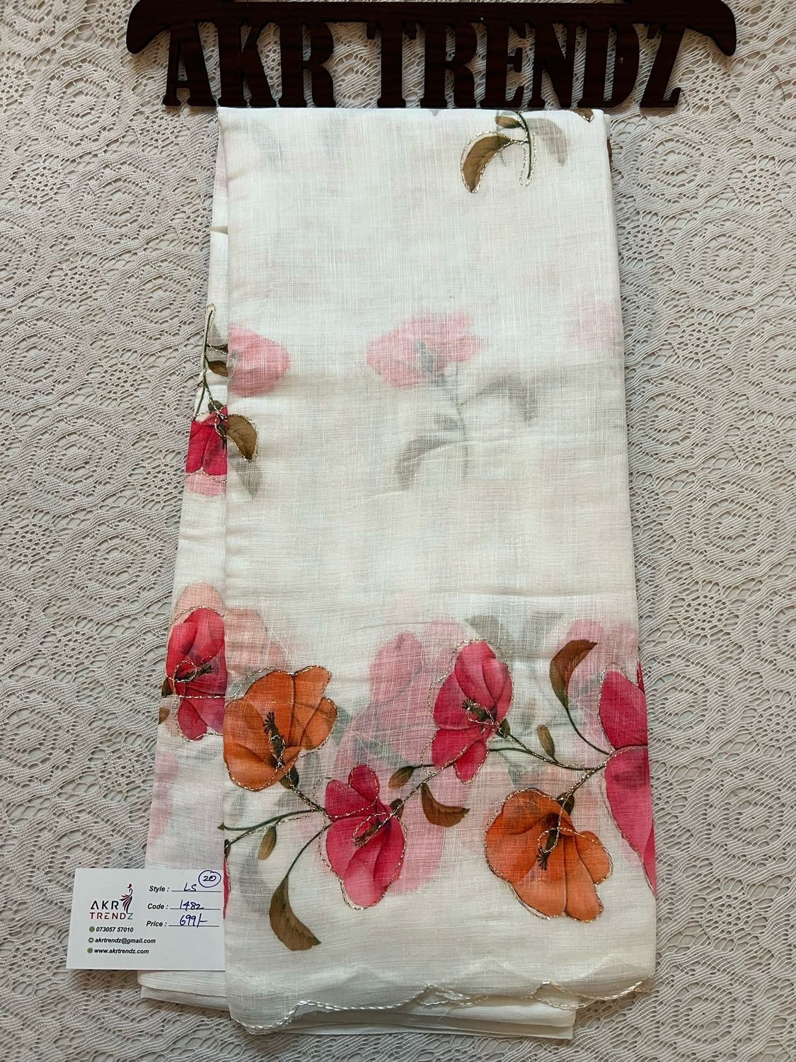 Embroidered Linen Cotton Sarees