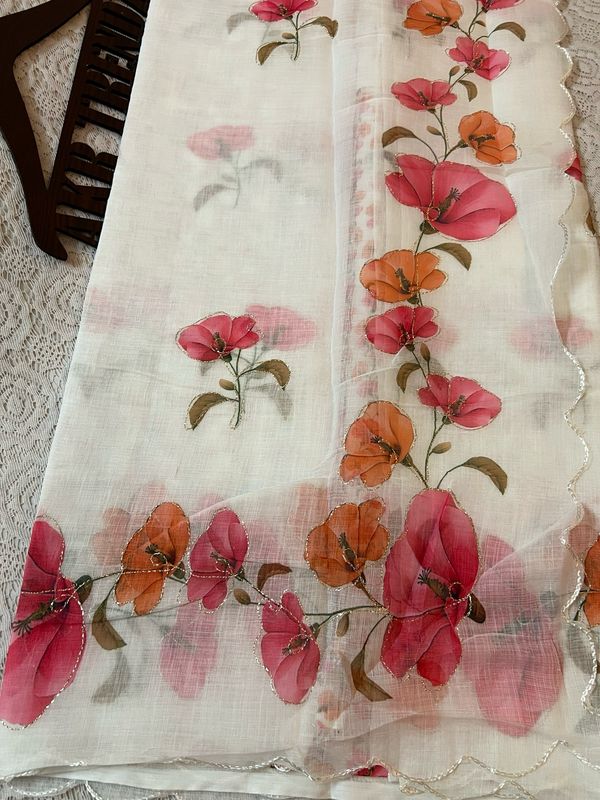 Embroidered Linen Cotton Sarees