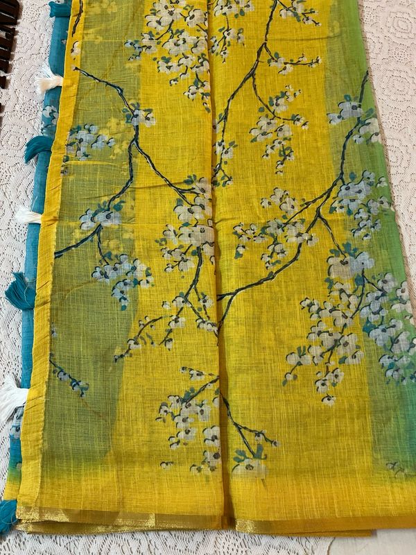 Fancy linen Cotton Sarees