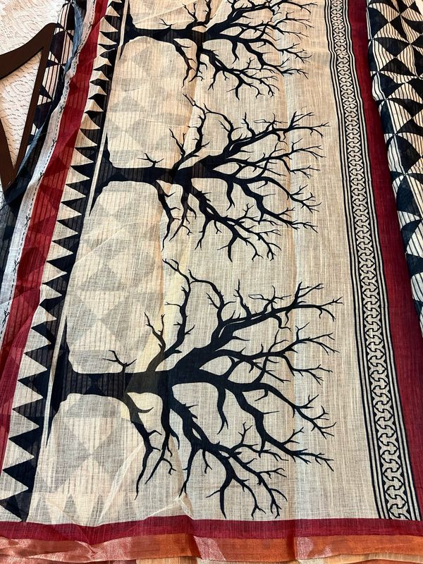 Fancy Linen cotton Sarees