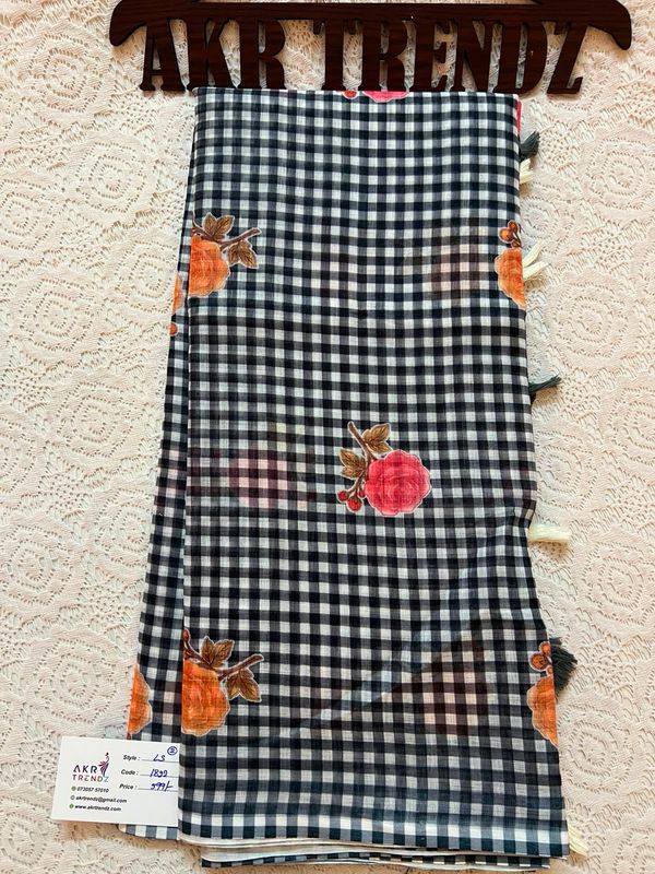 Fancy linen Digital Print Sarees