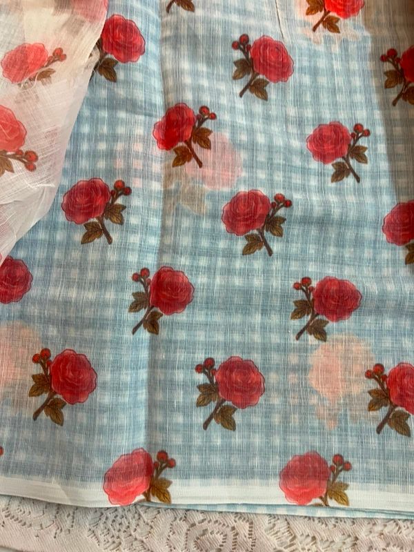 Fancy linen Digital Print Sarees