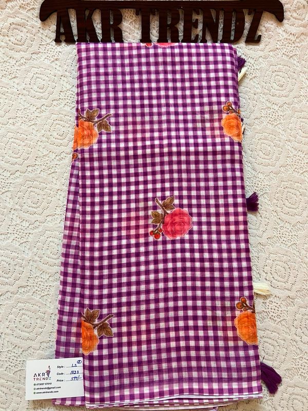 Fancy linen Digital Print Sarees