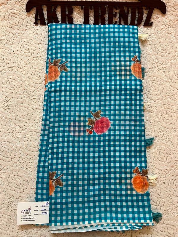 Fancy linen Digital Print Sarees