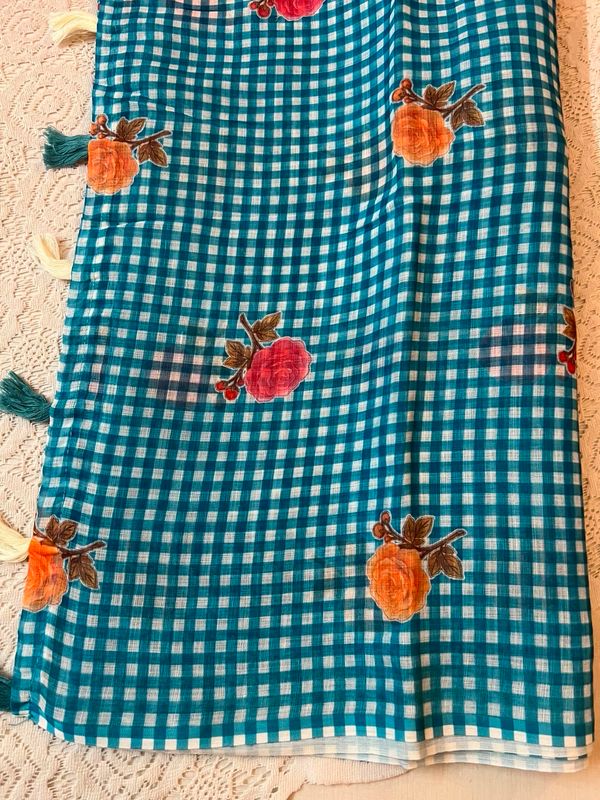 Fancy linen Digital Print Sarees
