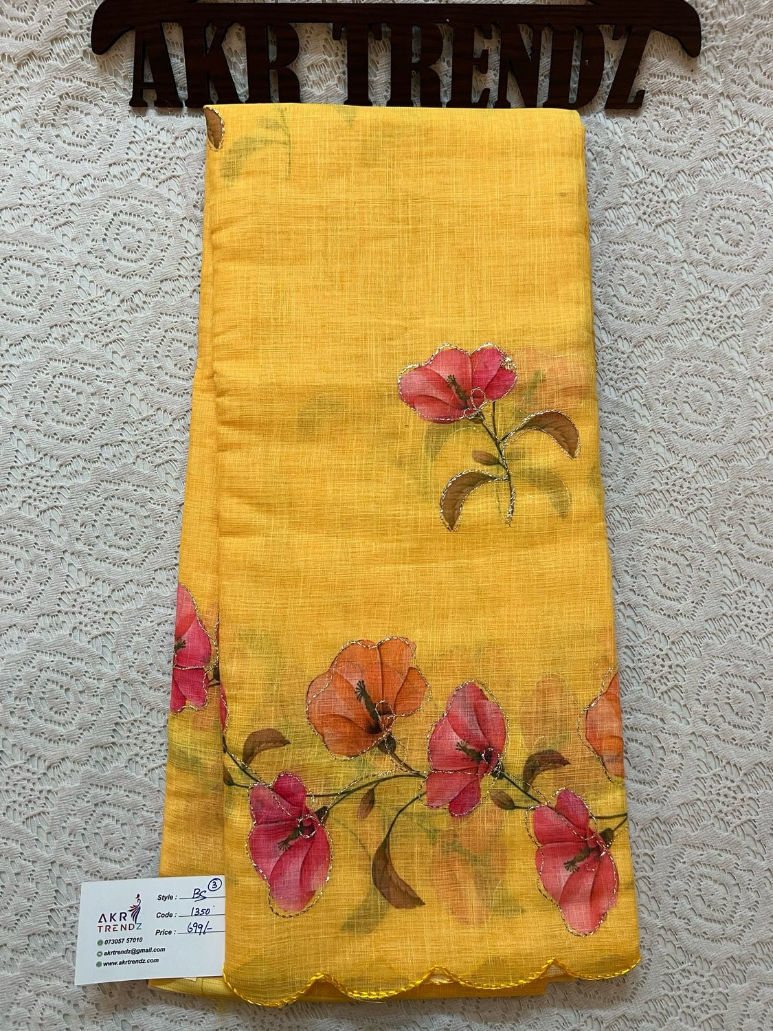 Embroidered linen Cotton Sarees