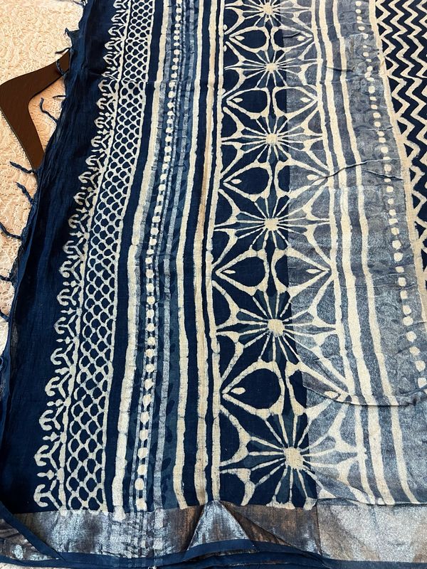 Handblock Linen Cotton Sarees