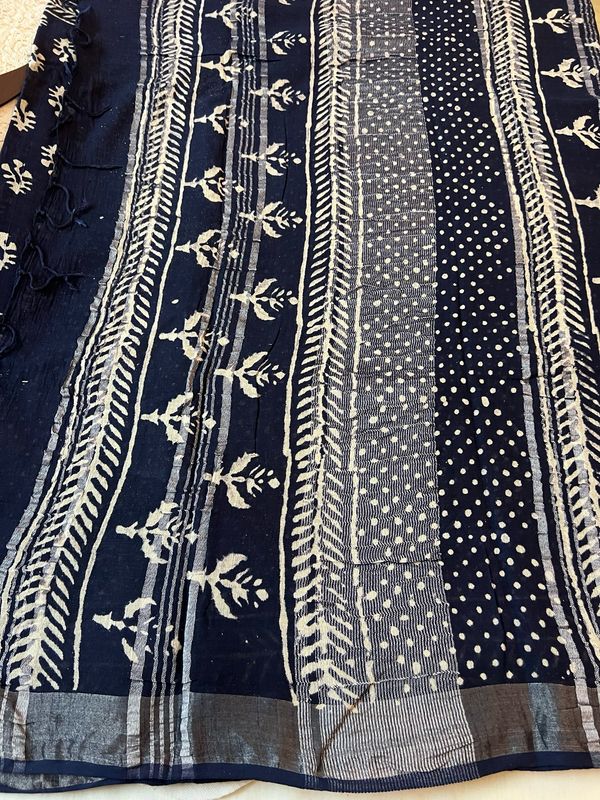 Handblock Linen Cotton Sarees