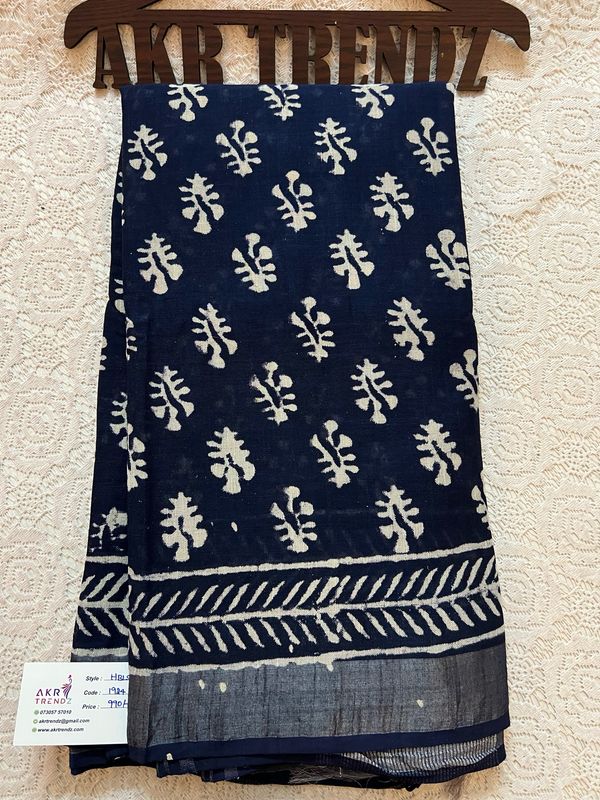 Handblock Linen Cotton Sarees