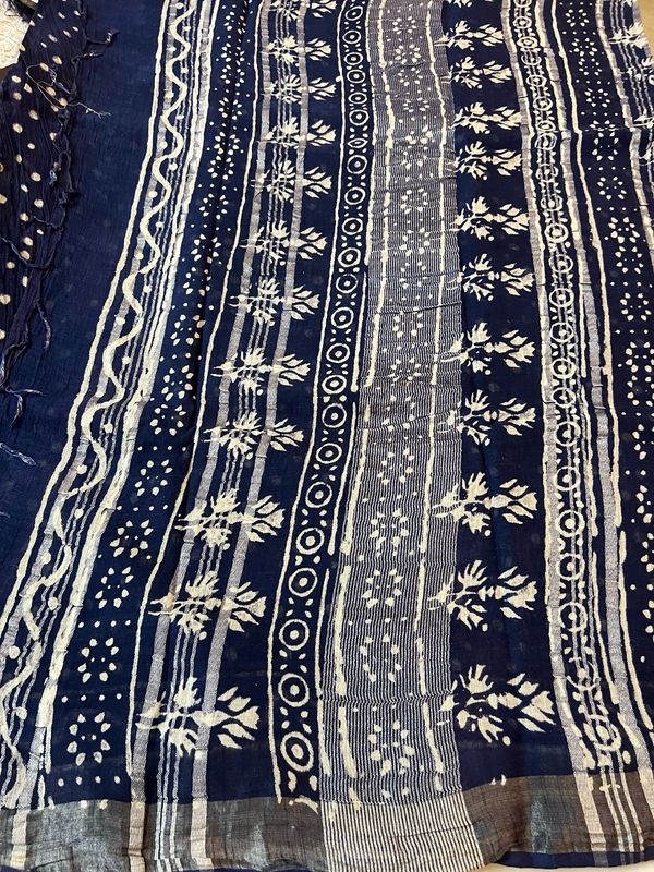 Handblock Linen Cotton Sarees