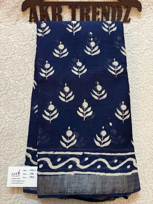 Handblock Linen Cotton Sarees
