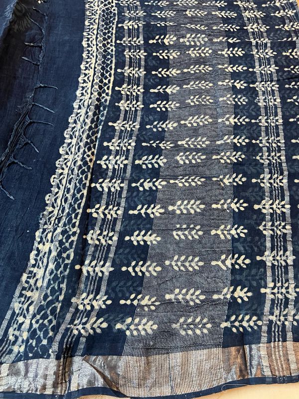 Handblock Linen Cotton Sarees