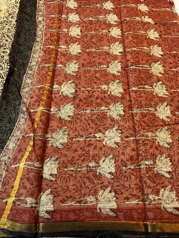 Handblock Kota Doria Sarees