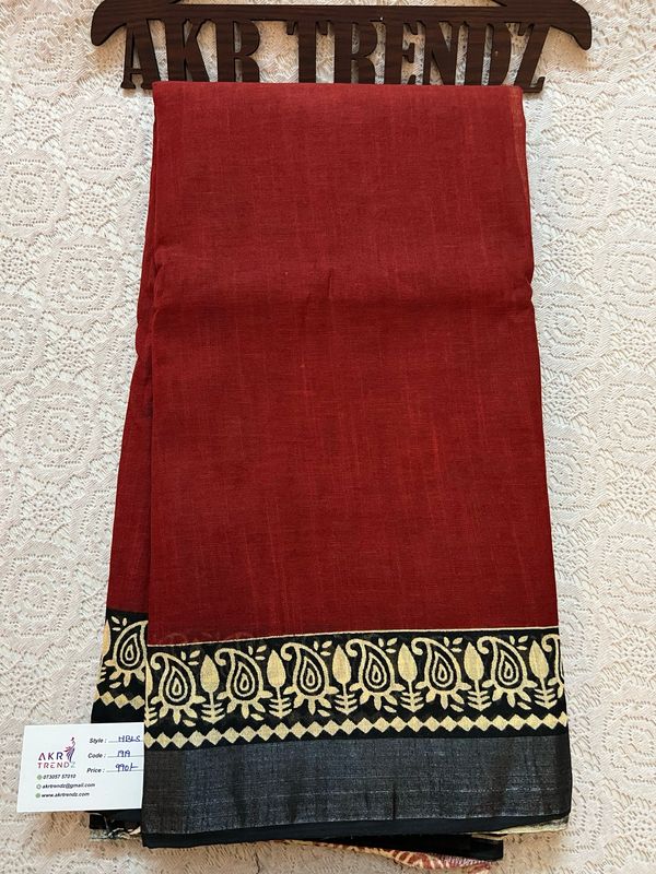 Handblock Linen Cotton Sarees