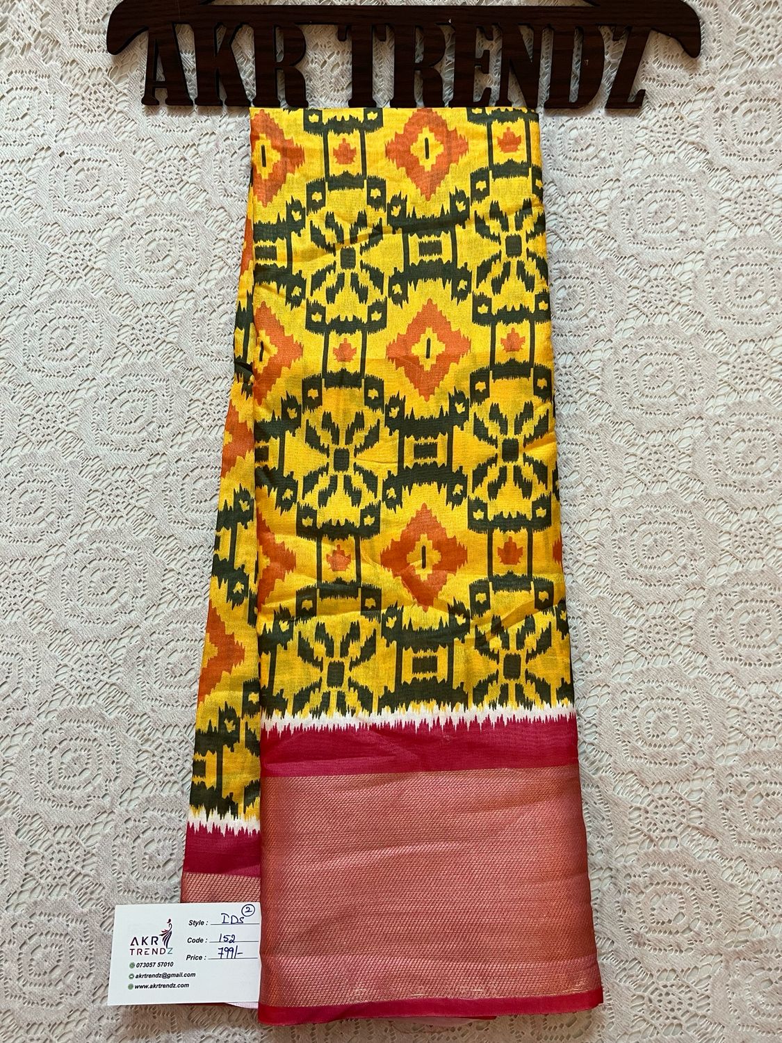 Ikkat Print Soft Dola Silk Sarees