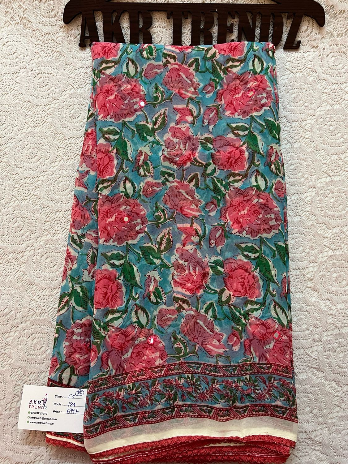 Dabu Print Chiffon Sarees