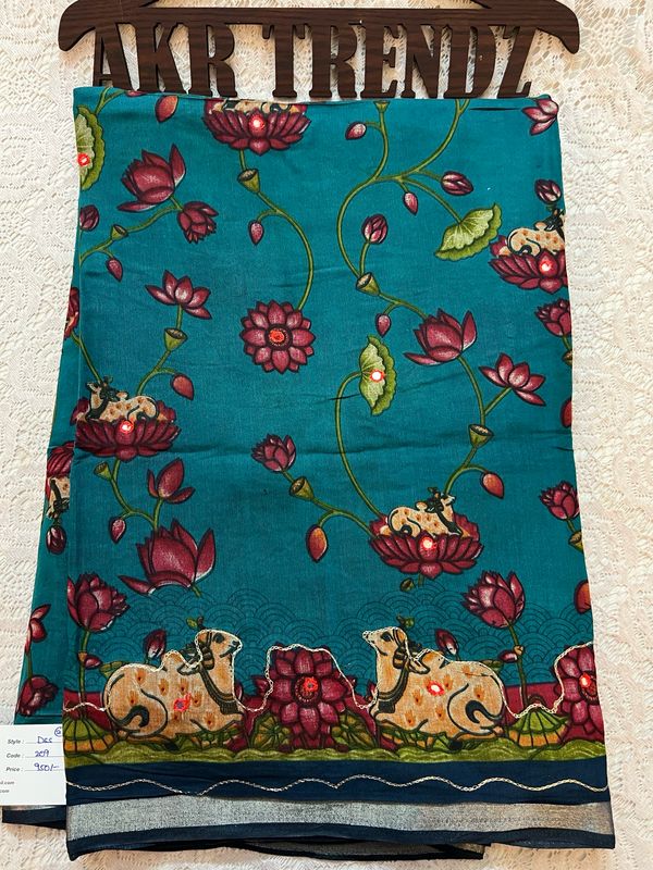 Embroidered Soft Cotton Sarees