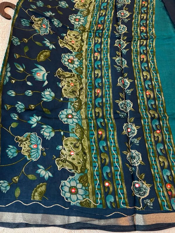 Embroidered Soft Cotton Sarees