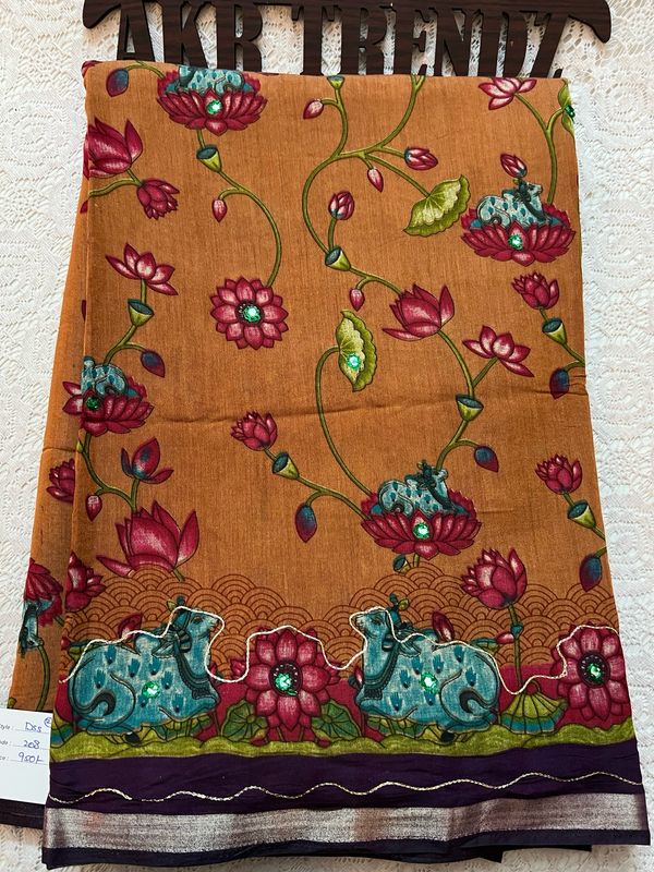 Embroidered Soft Cotton Sarees
