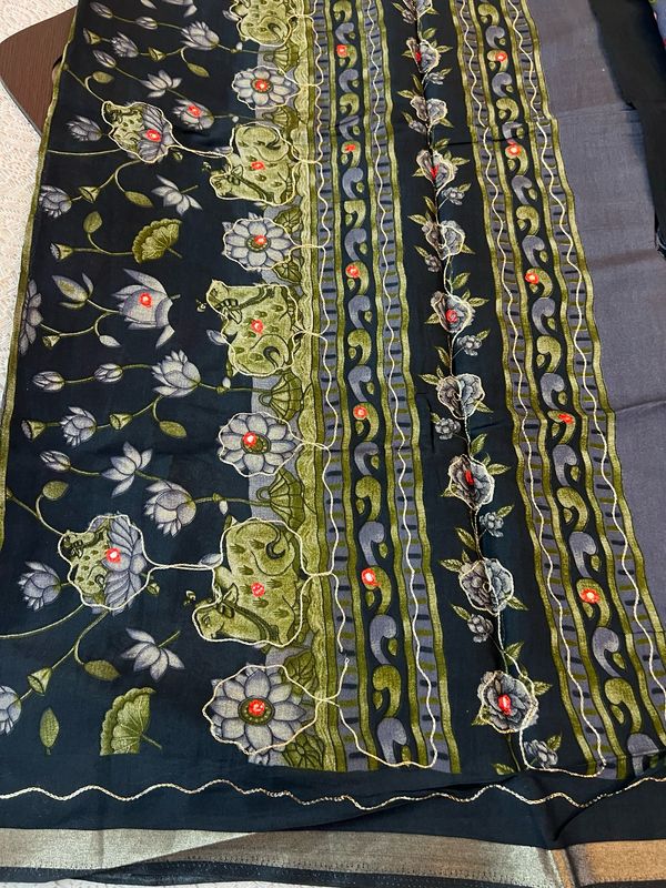 Embroidered Soft Cotton Sarees
