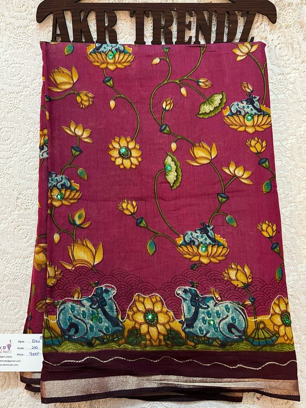 Embroidered Soft Cotton Sarees