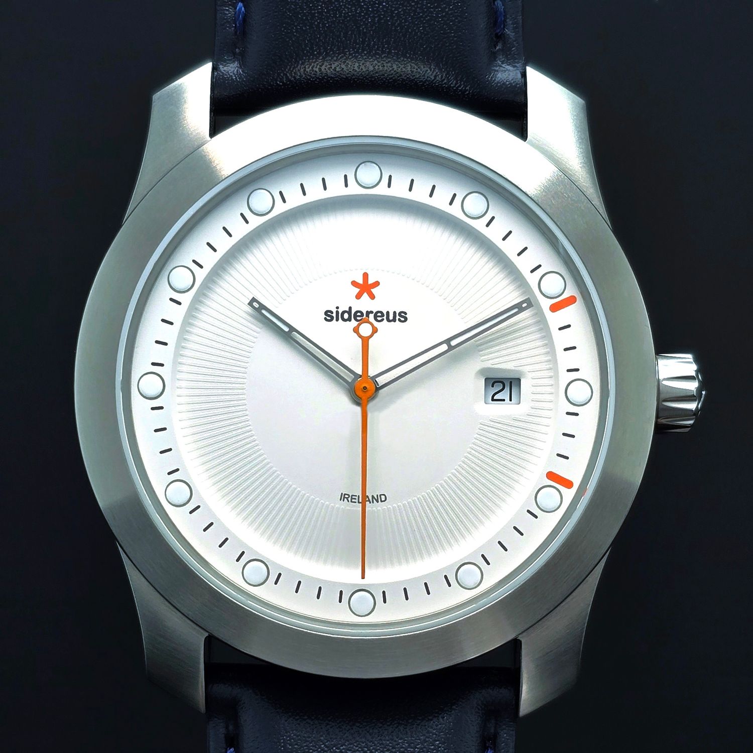 Newgrange Date/Time with a Brushed Finish and a Quartzite White Dial 50/50