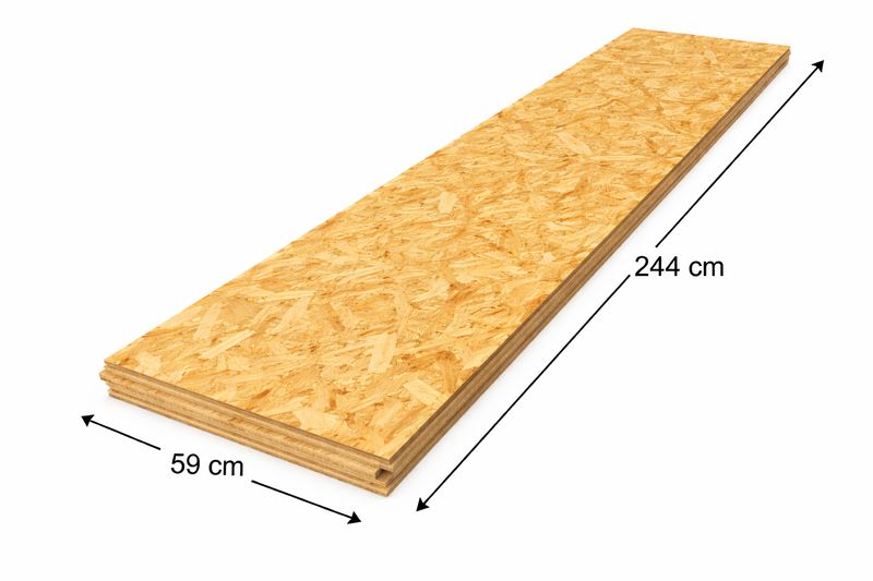 OSB3 59 x 244  x 1.8 cm   4 zijden tand en groef