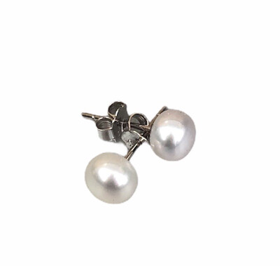 Perleørestik Hvid. 6-6,5 mm sterlingsølv