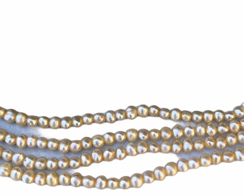 Ferskvandsperle. Pastel gul. Nugget Ca. 2,5 mm 1 Streng