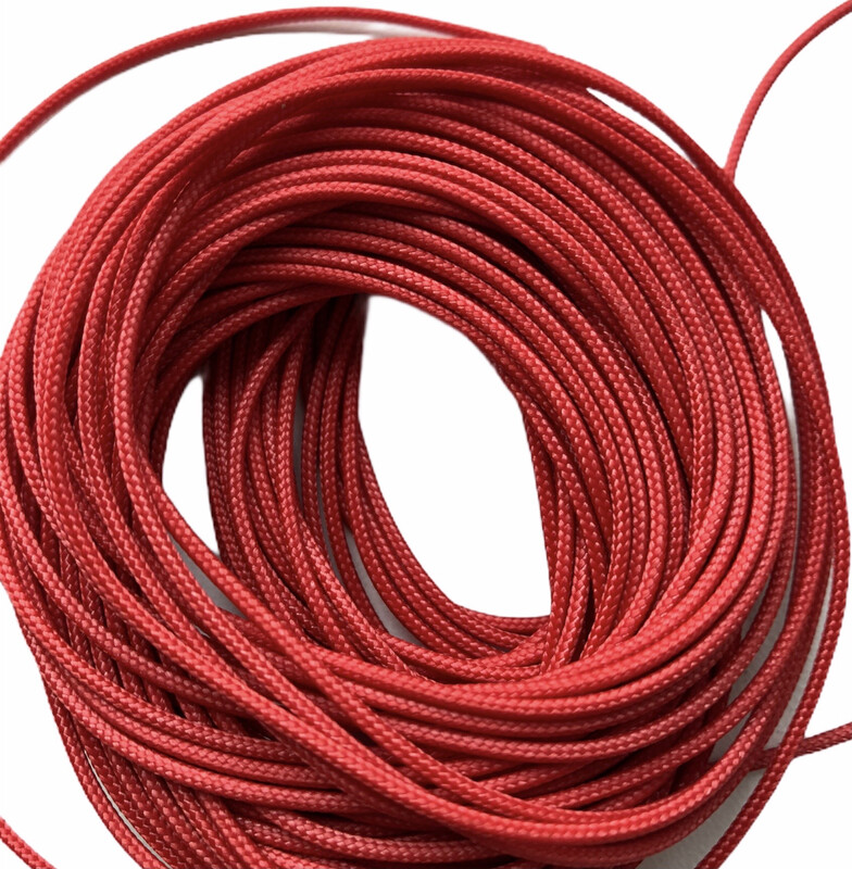 Polyester Knyttesnor. ca. 1,4 mm fast. Rød 10 m