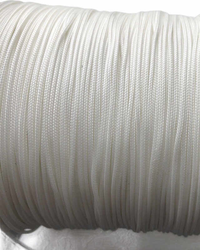 Polyester Knyttesnor ca.1,4 mm. Fast. Hvid 10 M