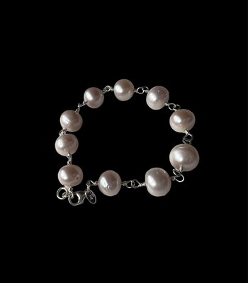 Unika armbånd. Store let Rosa Ferskvandsperler