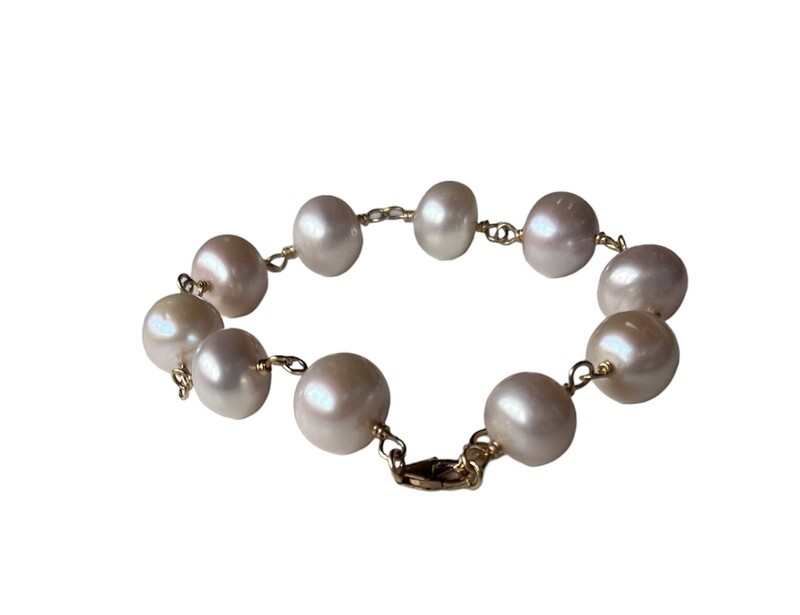 Unika armbånd. Store let Rosa Ferskvandsperler