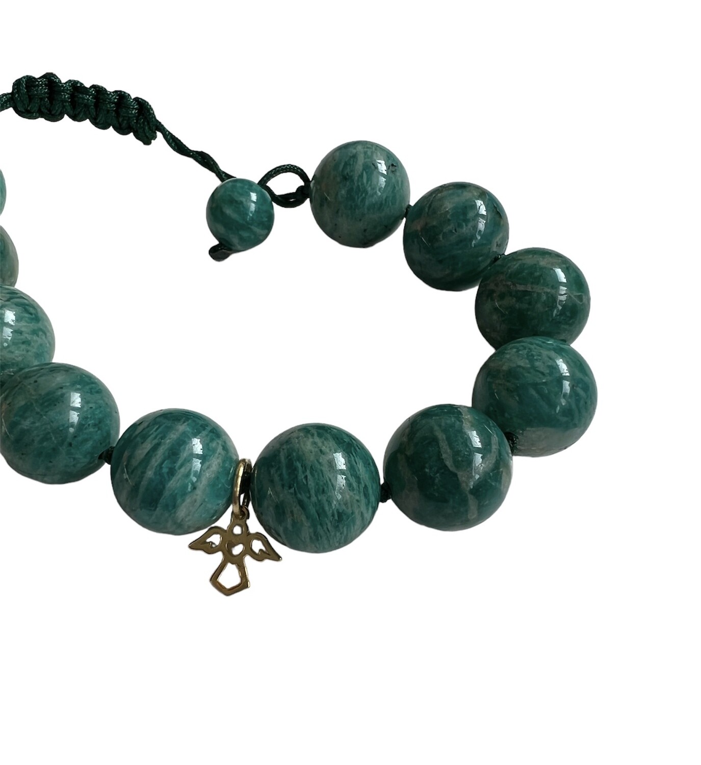 Russisk amazonite 12 mm glatte sten. Armbånd fra