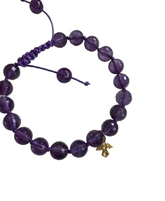 Ametyst armbånd med 8 mm facetslebne sten. Fra