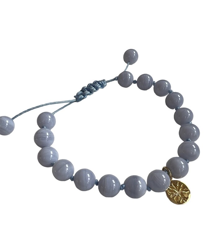Blonde agat med 8 mm glatte sten. Armbånd fra