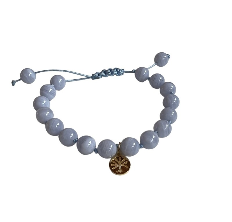 Blonde agat med 8 mm glatte sten. Armbånd fra