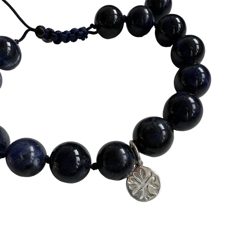 Dumortierite armbånd med 10 mm glatte sten. Fra